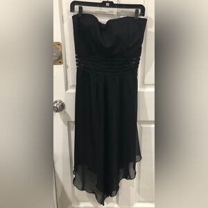 Vintage Wild Daisy Mesh See Through Panels Stripes Black Strapless Dress Large